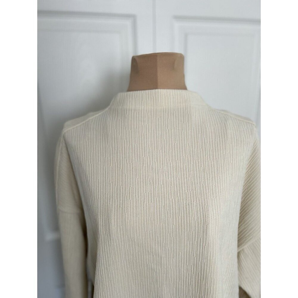 Madewell Jacquard Stripe Funnel Neck Long-Sleeve Sweater Antique Cream Size XS - Picture 6 of 11